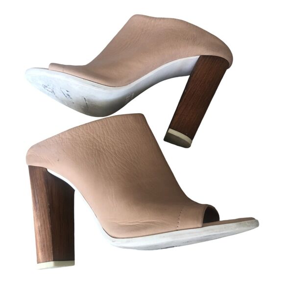 Vince Allison‎ Peep-Toe Italian Leather Mule Nude BeigeSandal Slides Size 9.5 - Picture 12 of 13